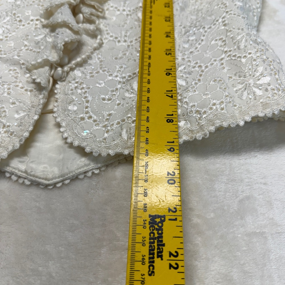Carmen Marc Valvo Cream Eyelet Lace Beaded Sequin Evening Jacket Bolero 6 Formal - Picture 15 of 16